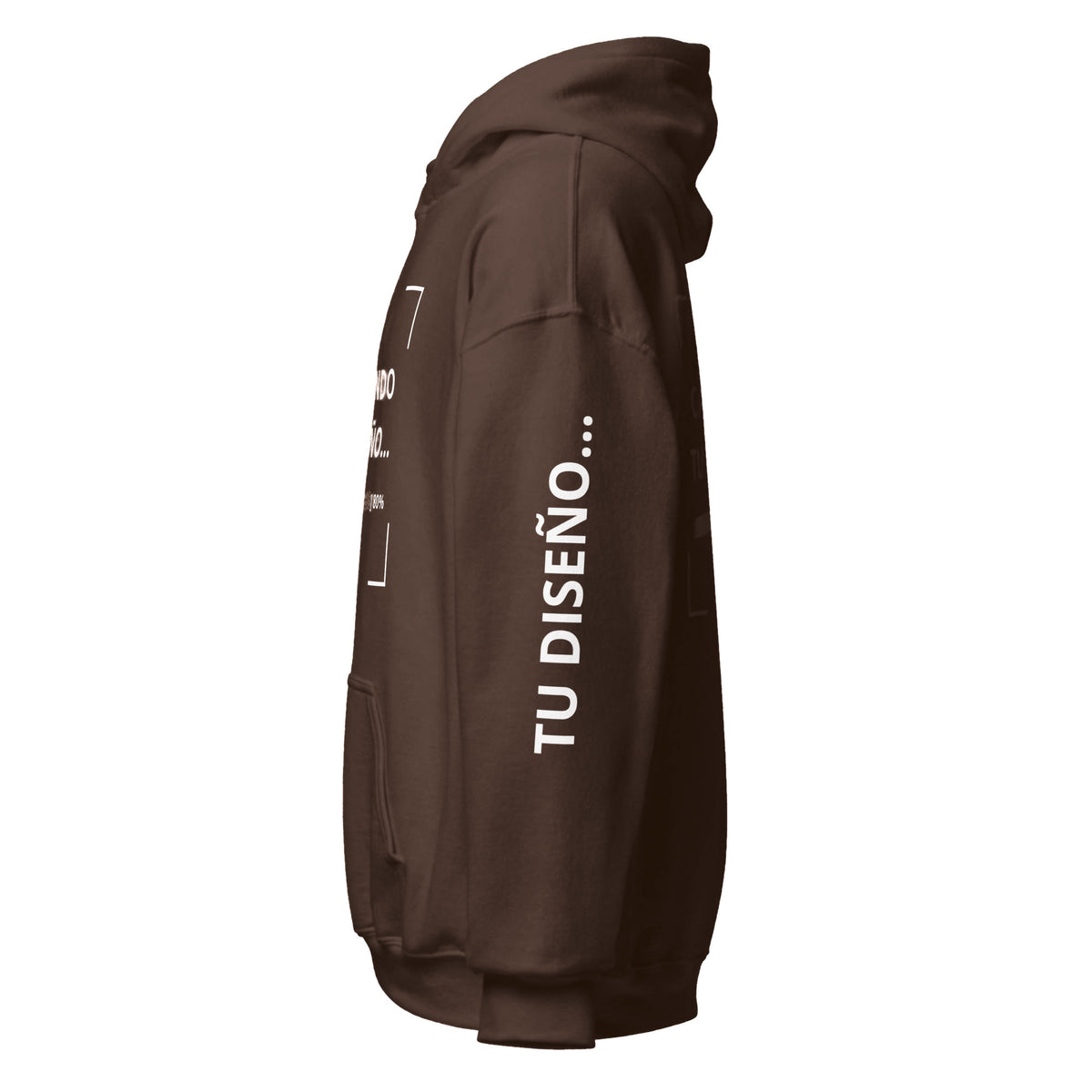 Hoodie Unisex Oversize Café personalizado en Guatemala – BrandLab – vista lateral izquierdo