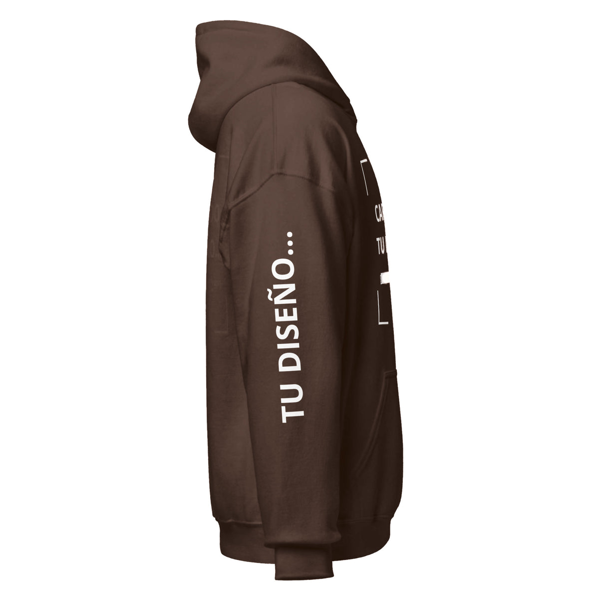 Hoodie Unisex Oversize Café personalizado en Guatemala – BrandLab – vista lateral derecho