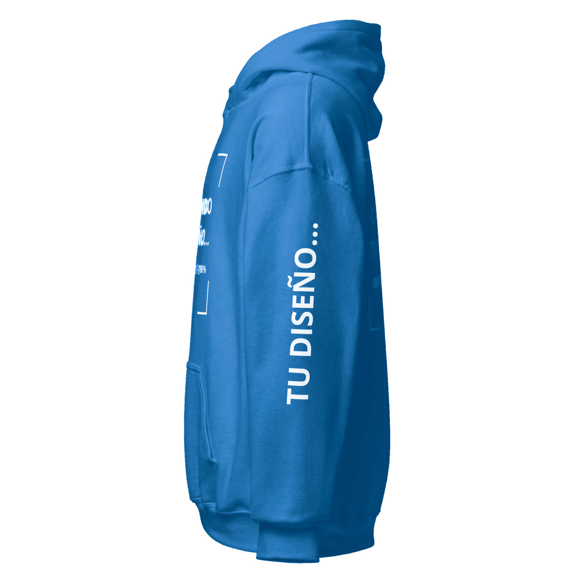 Hoodie Unisex Oversize Celeste Oscuro personalizado en Guatemala – BrandLab – vista lateral izquierdo