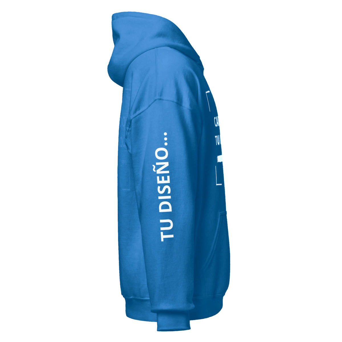 Hoodie Unisex Oversize Celeste Oscuro personalizado en Guatemala – BrandLab – vista lateral derecho