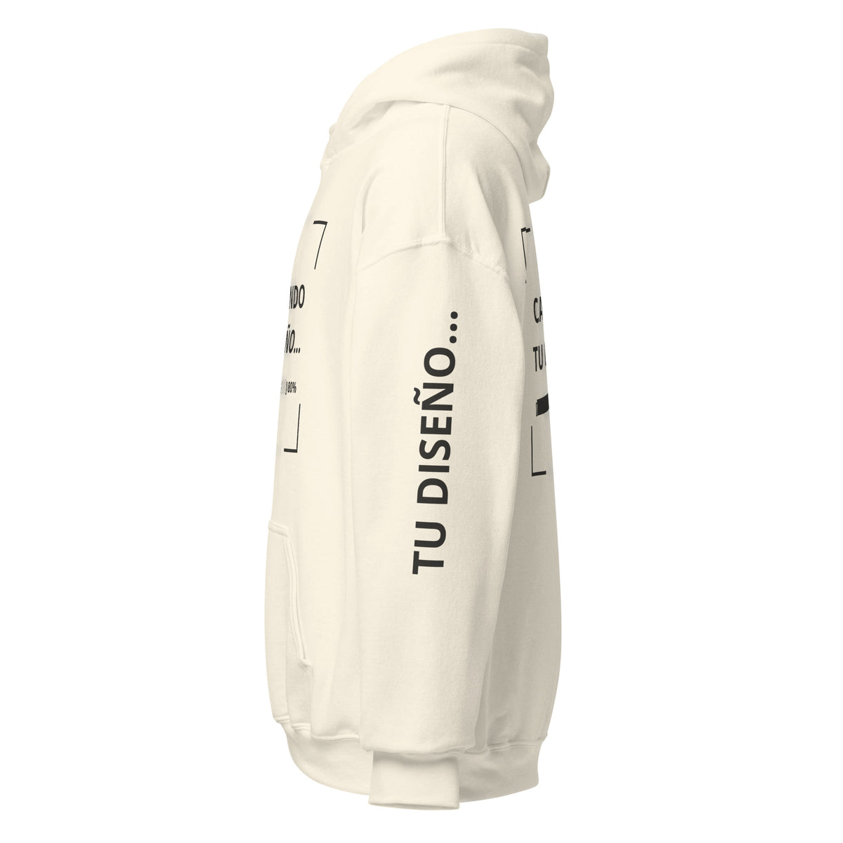 Hoodie Unisex Oversize Crema personalizado en Guatemala – BrandLab – vista lateral izquierdo