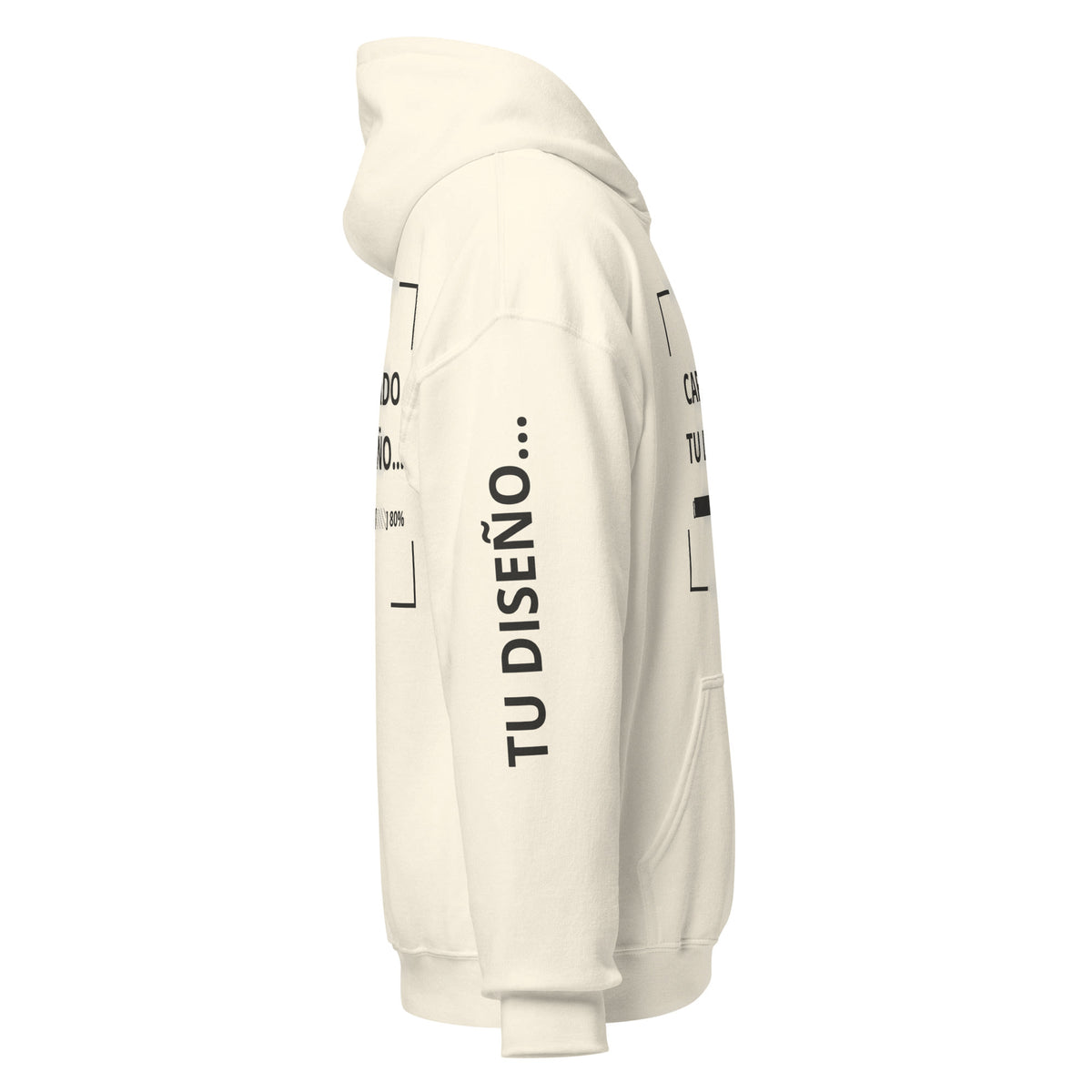 Hoodie Unisex Oversize Crema personalizado en Guatemala – BrandLab – vista lateral derecho