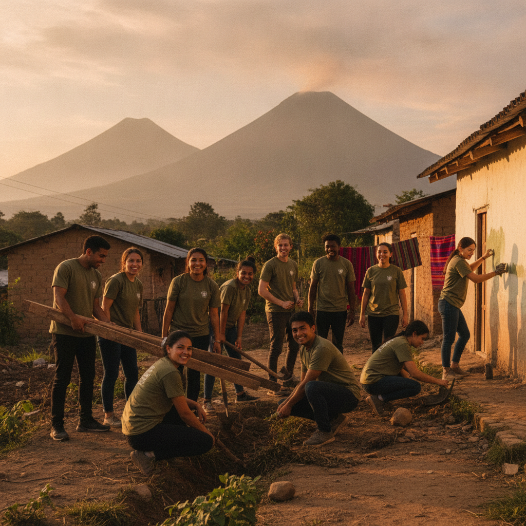 Mission group volunteers wearing matching custom t-shirts in Guatemala