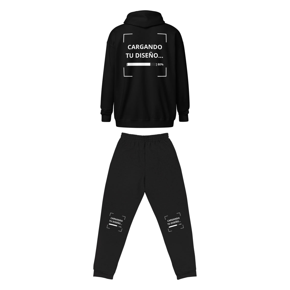 Set Hoodie con Zíper + Jogger personalizado en Guatemala – BrandLab – conjunto en color negro, vista espalda