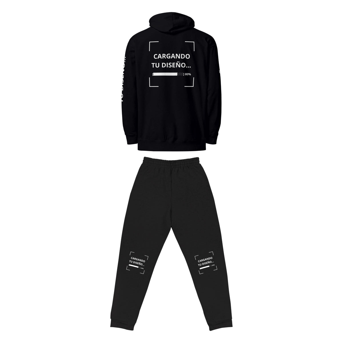 Set Hoodie + Jogger personalizado en Guatemala – BrandLab – conjunto en color negro, vista espalda