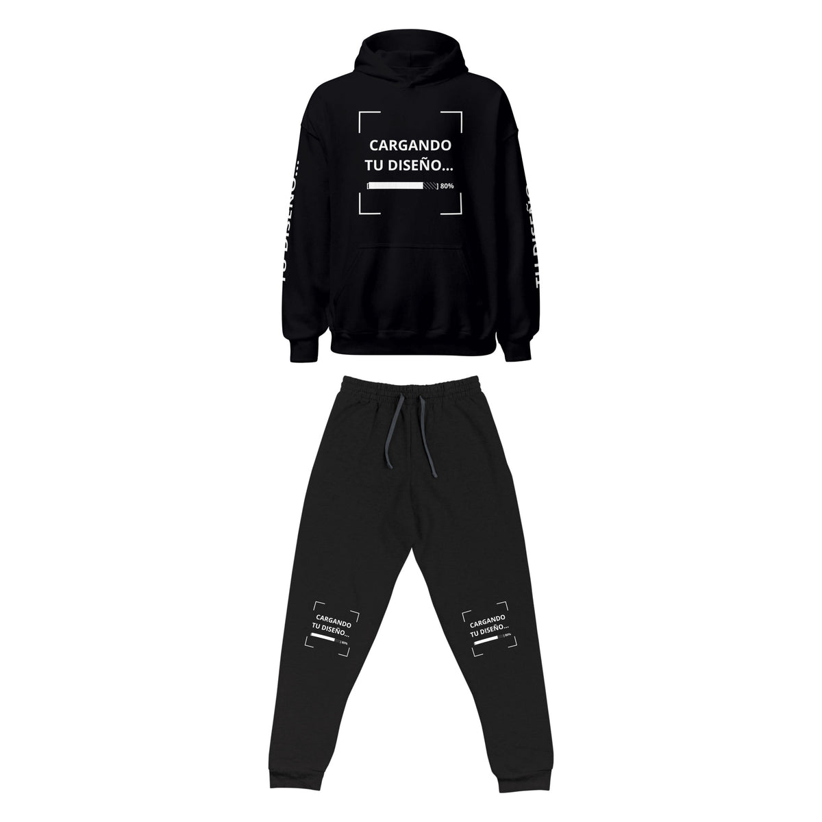 Set Hoodie Oversize + Jogger personalizado en Guatemala – BrandLab – conjunto en color negro, vista frente