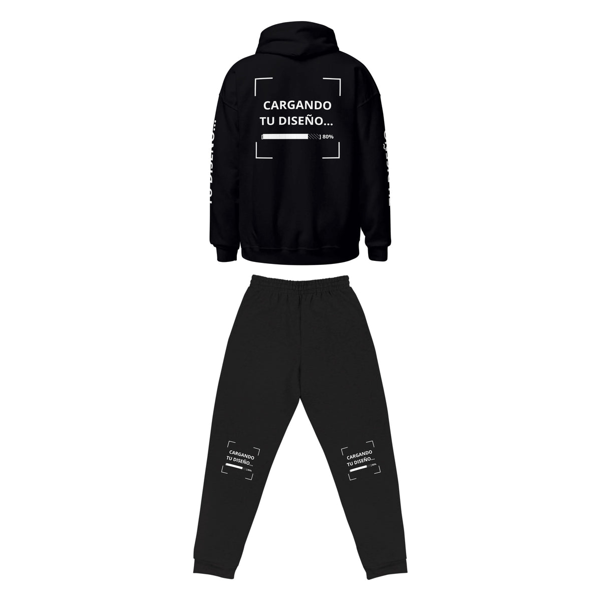 Set Hoodie Oversize + Jogger personalizado en Guatemala – BrandLab – conjunto en color negro, vista espalda