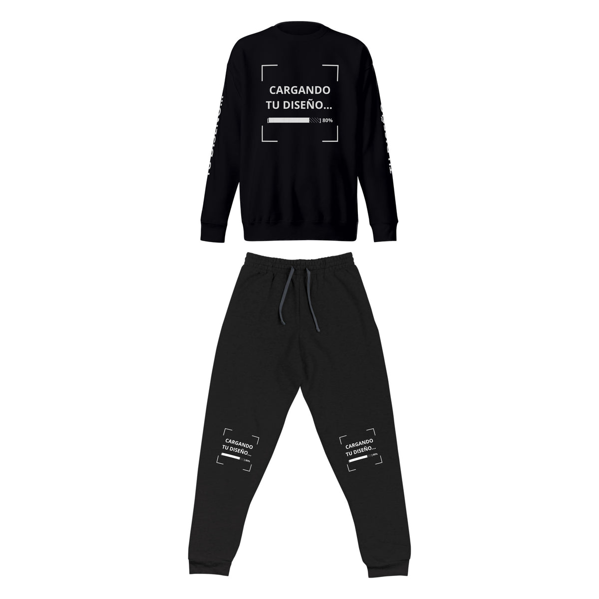 Set Sudadera + Jogger personalizado en Guatemala – BrandLab – conjunto en color negro, vista frente