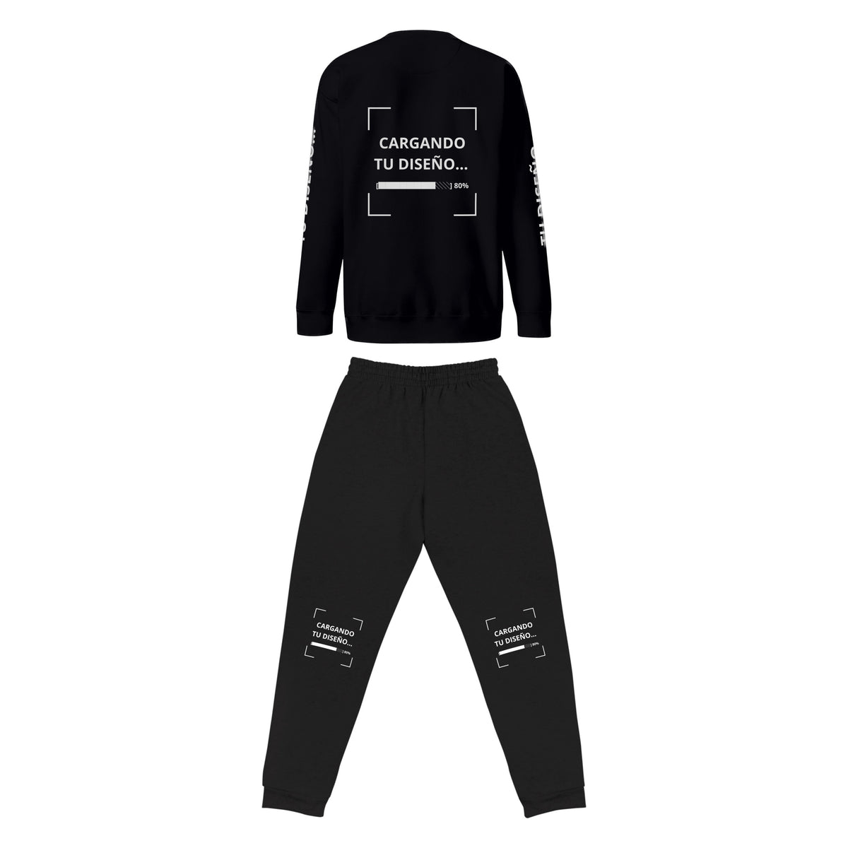 Set Sudadera + Jogger personalizado en Guatemala – BrandLab – conjunto en color negro, vista espalda