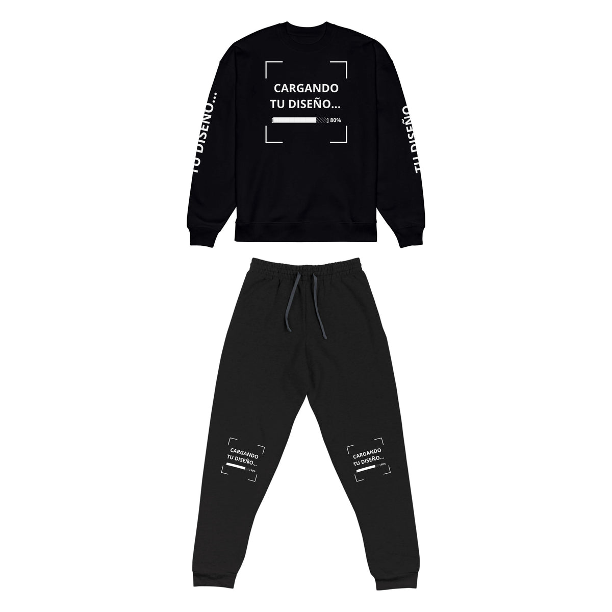 Set Sudadera Oversize + Jogger personalizado en Guatemala – BrandLab – conjunto en color negro, vista frente
