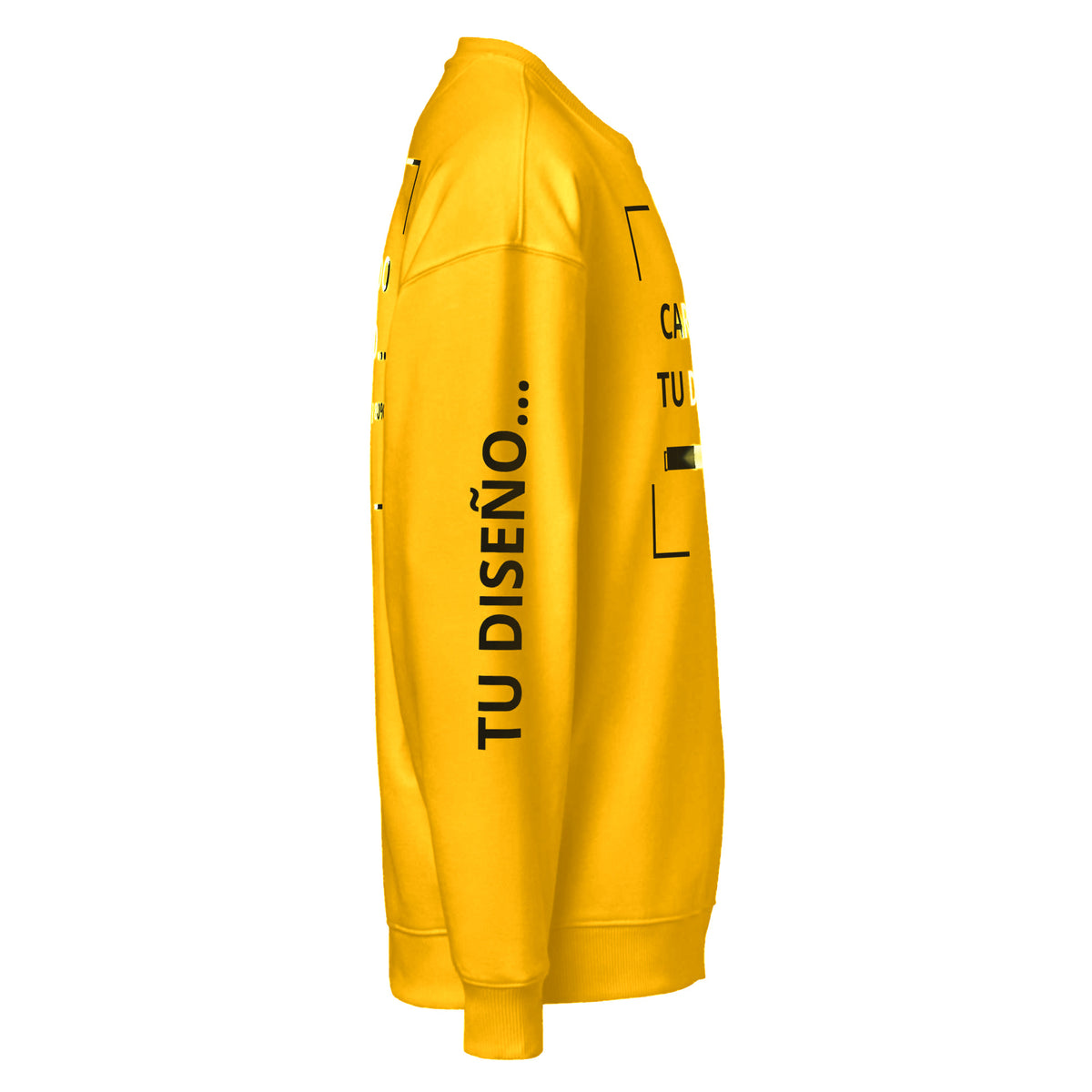 Sudadera Unisex Oversize Amarillo Oro personalizado en Guatemala – BrandLab – vista lateral derecho