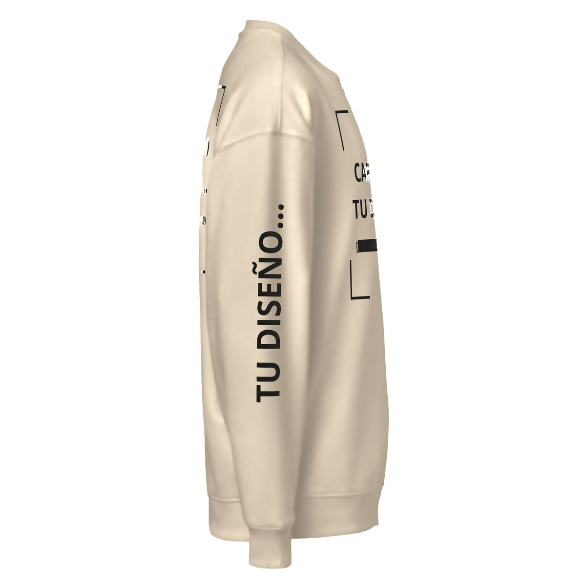 Sudadera Unisex Oversize Beige personalizada en Guatemala – BrandLab – vista lateral derecho