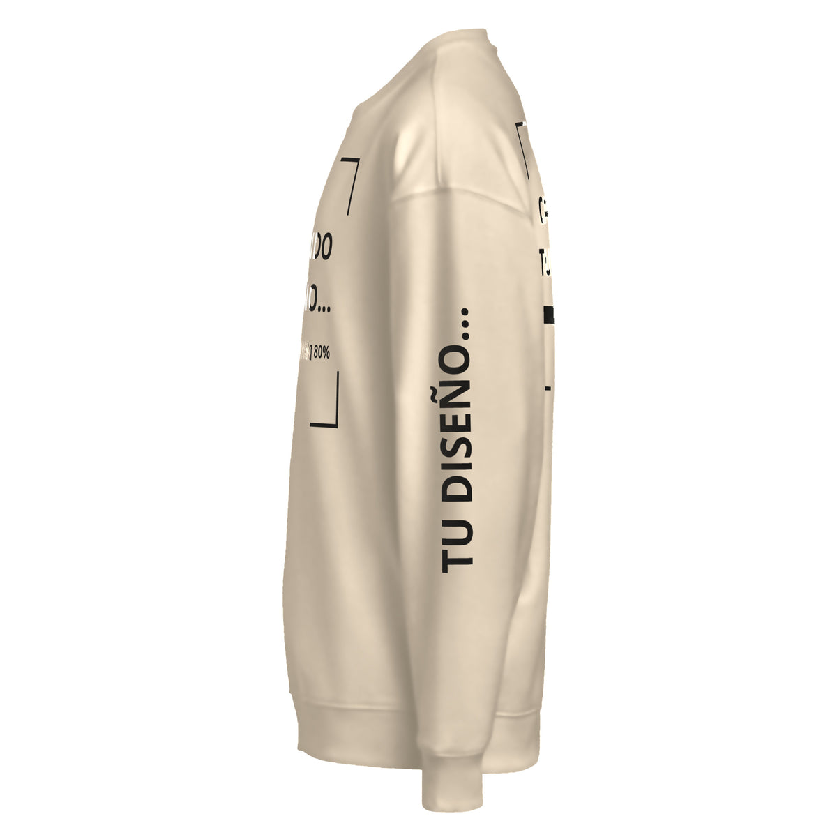 Sudadera Unisex Oversize Beige personalizada en Guatemala – BrandLab – vista lateral izquierdo