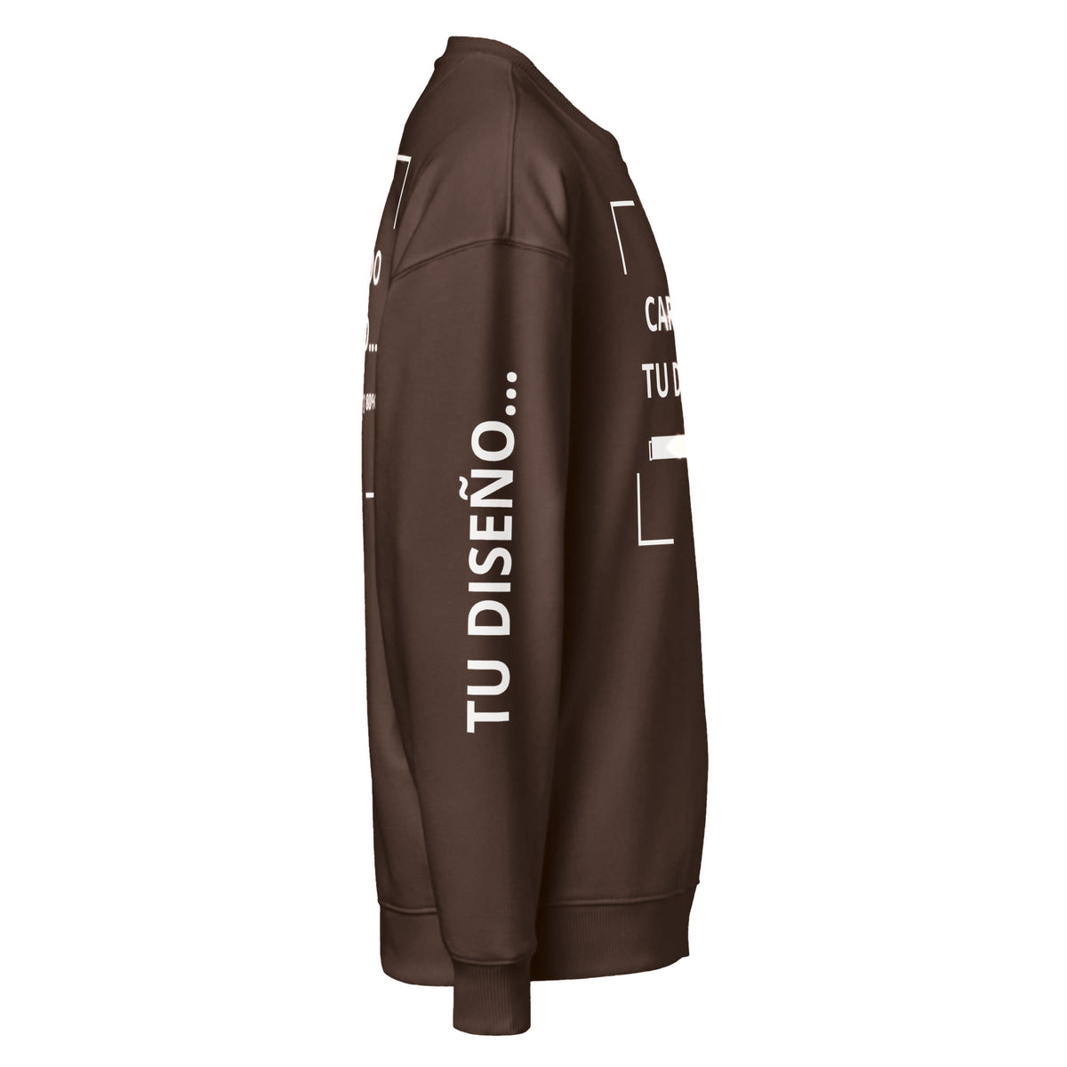 Sudadera Unisex Oversize Café personalizado en Guatemala – BrandLab – vista lateral derecho