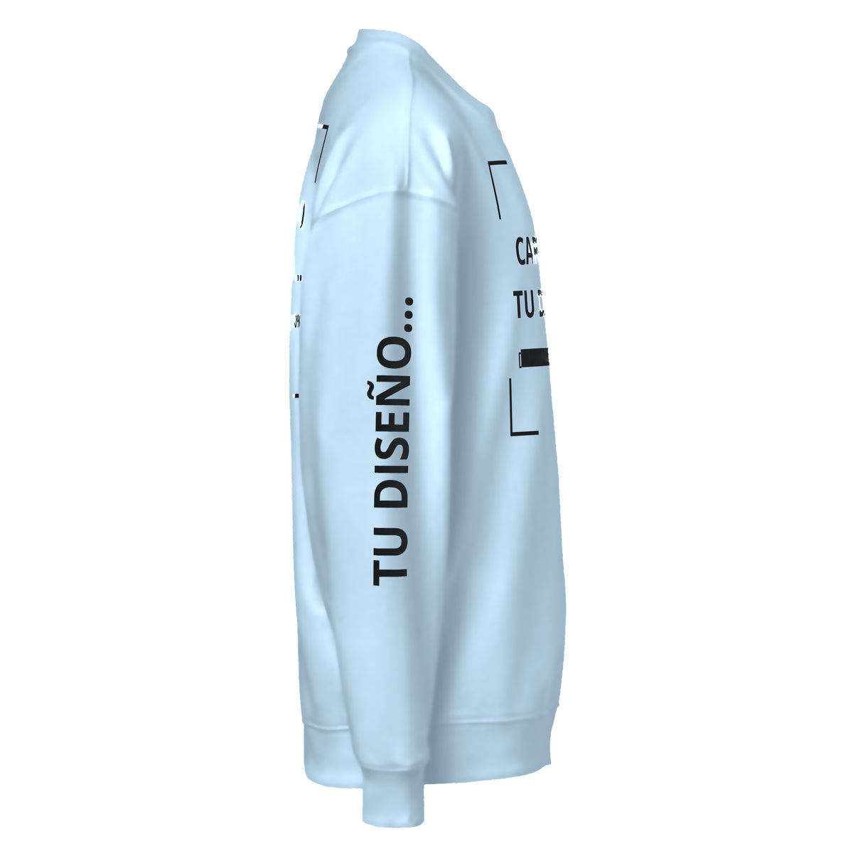 Sudadera Unisex Oversize Celeste personalizada en Guatemala – BrandLab – vista lateral derecho