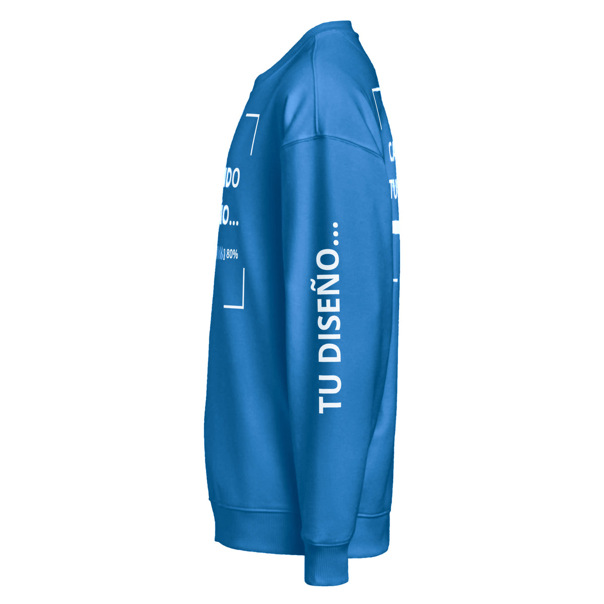 Sudadera Unisex Oversize Celeste Oscuro personalizado en Guatemala – BrandLab – vista lateral izquierdo