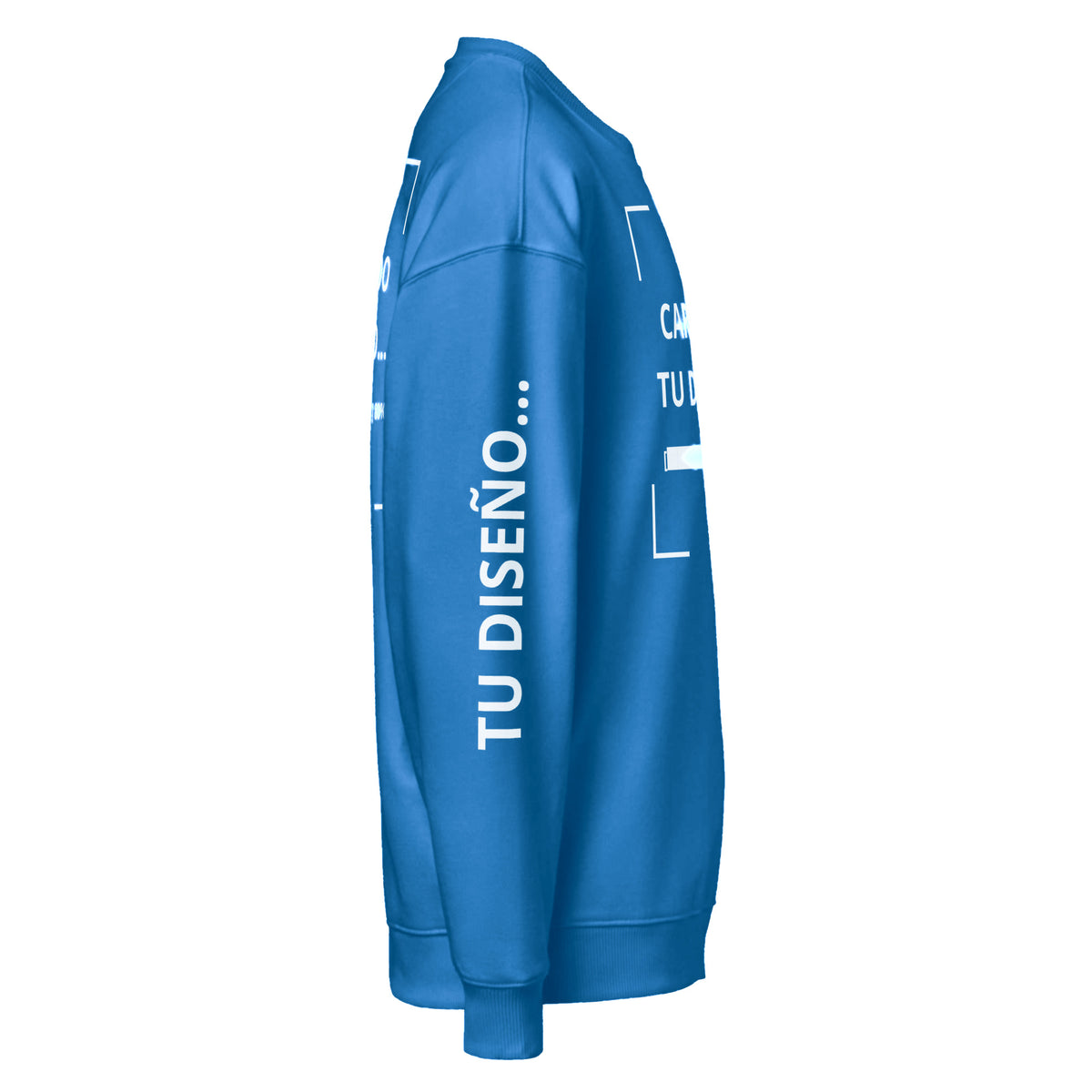 Sudadera Unisex Oversize Celeste Oscuro personalizado en Guatemala – BrandLab – vista lateral derecho