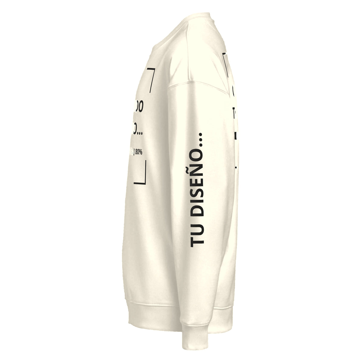 Sudadera Unisex Oversize Crema personalizado en Guatemala – BrandLab – vista lateral izquierdo