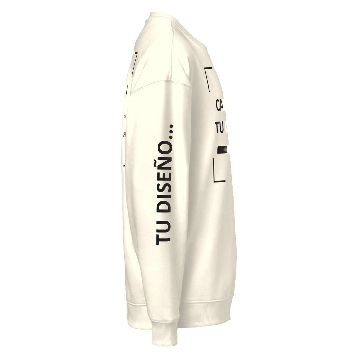 Sudadera Unisex Oversize Crema personalizado en Guatemala – BrandLab – vista lateral derecho