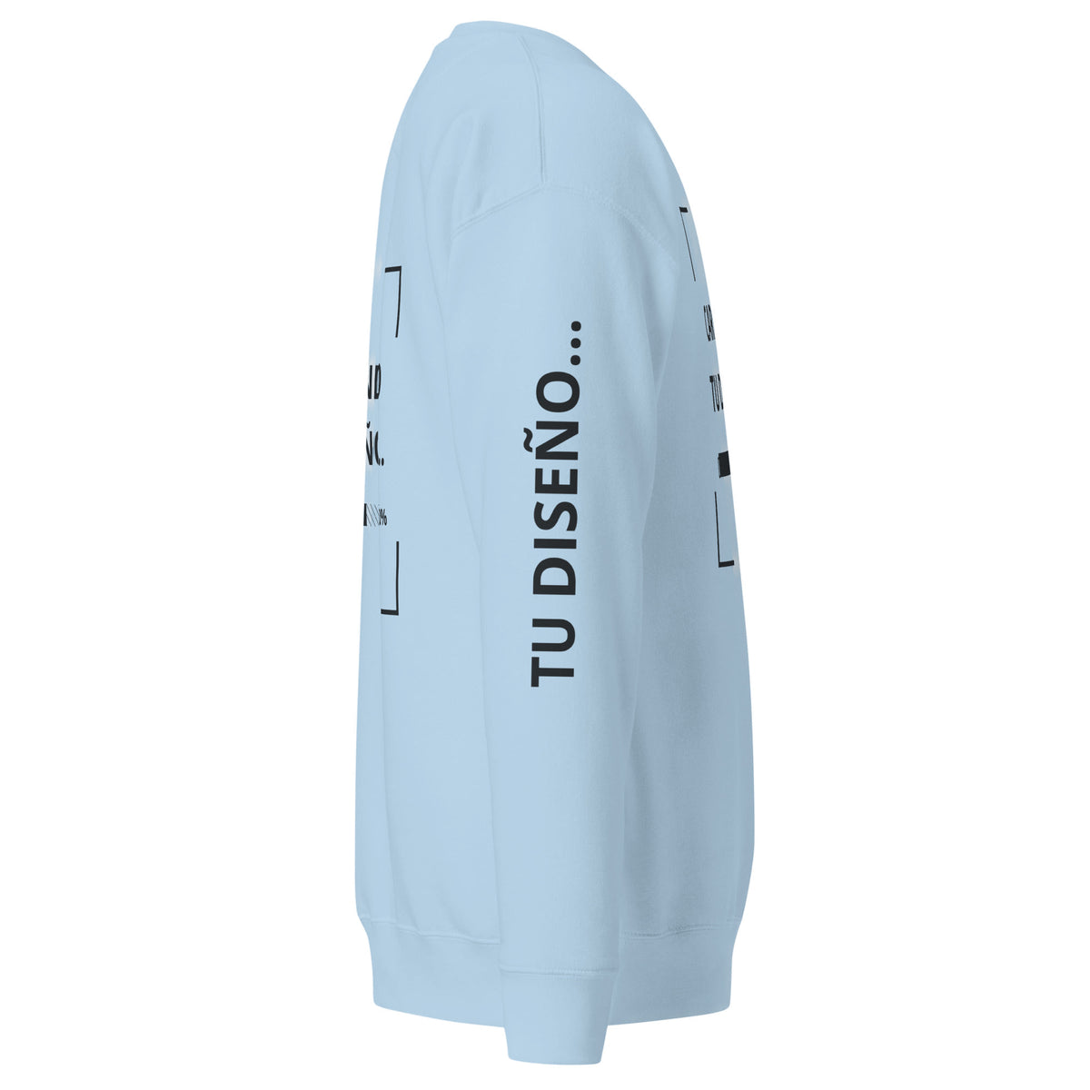 Sudadera Unisex Premium Celeste personalizada en Guatemala – BrandLab – vista lateral derecho
