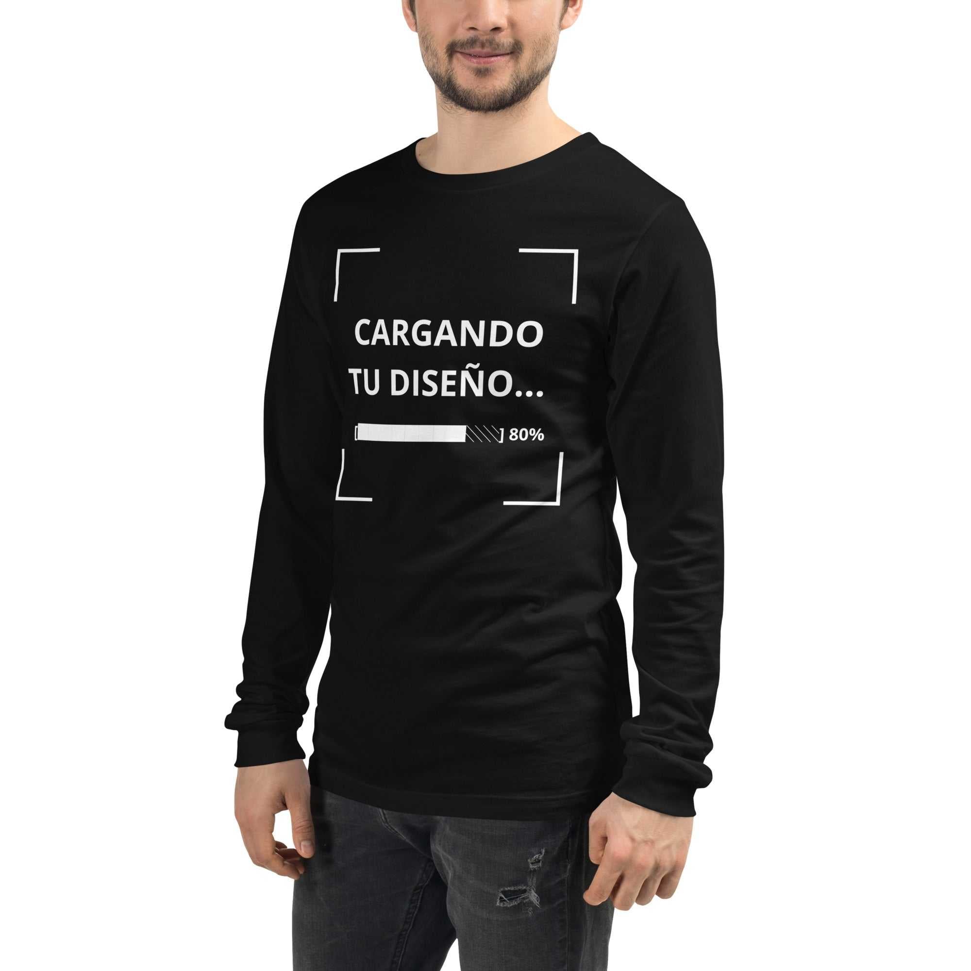 camiseta unisex negra de manga larga de algodón para uniformes corporativos