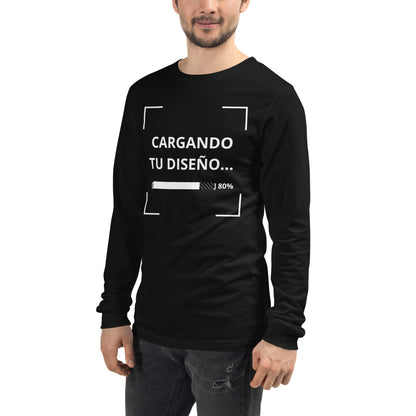 camiseta unisex negra de manga larga de algodón para uniformes corporativos