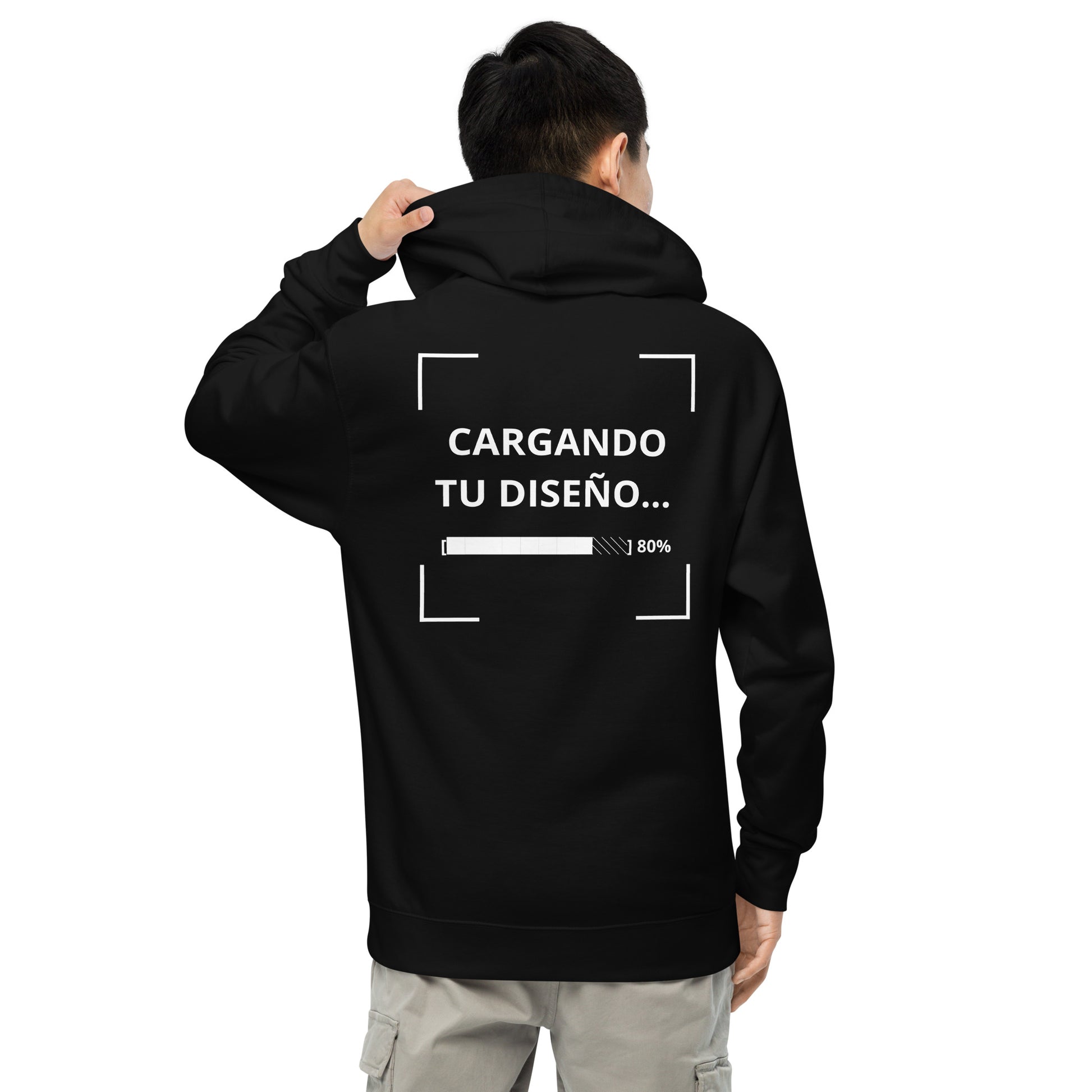 sudadera negra de peso medio para negocios con impresión de logo en alta calidad