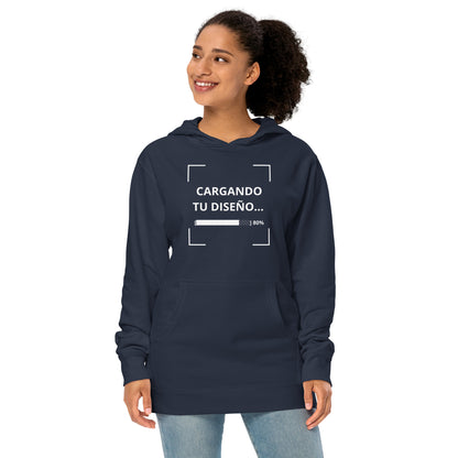 sudadera azul marino de peso medio para negocios con impresión de logo en alta calidad