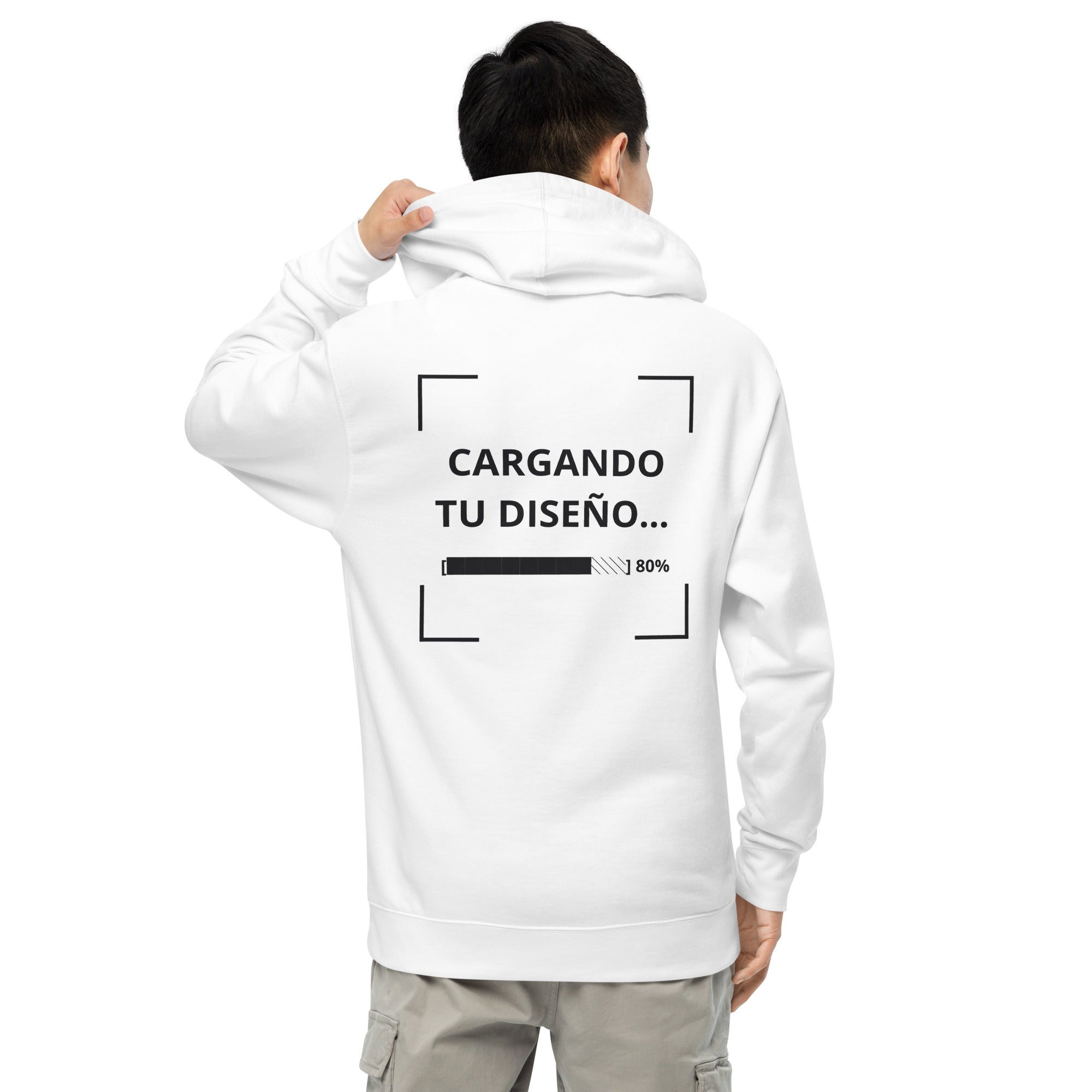 sudadera blanca personalizada de peso medio para eventos y branding empresarial