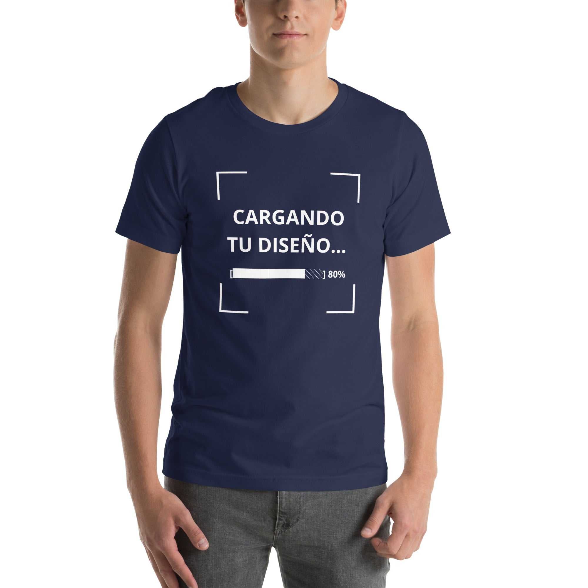 camiseta unisex azul marino de algodón para uniformes corporativos